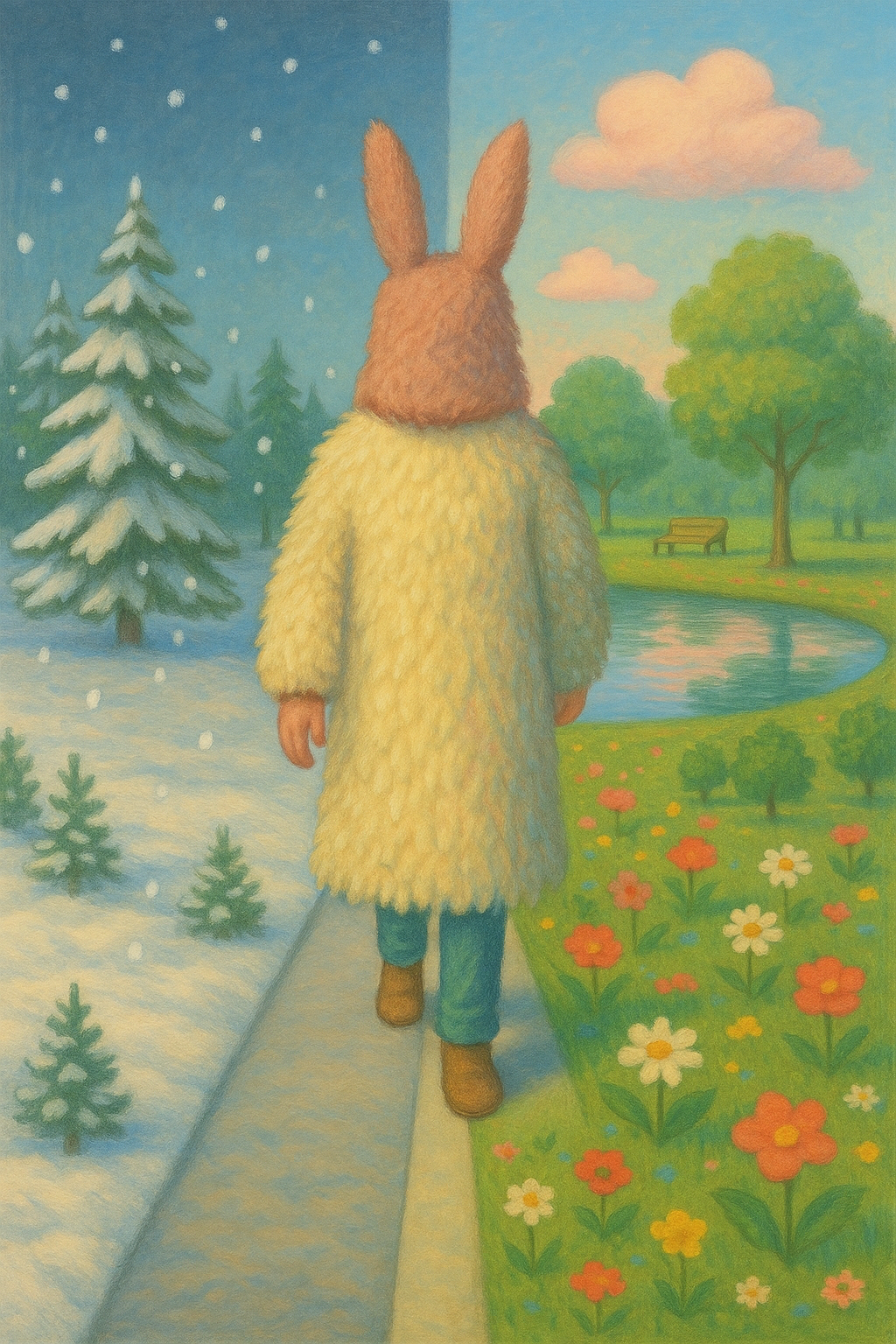 winter to spring, surreal transition