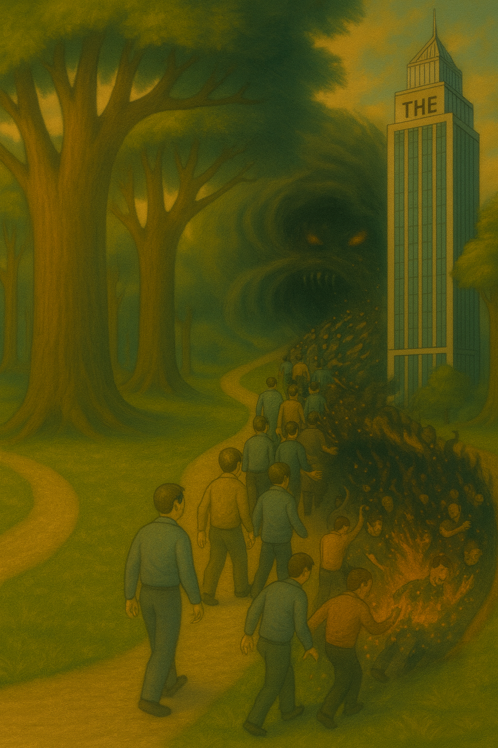 entropy monster eating rightians, surreal image