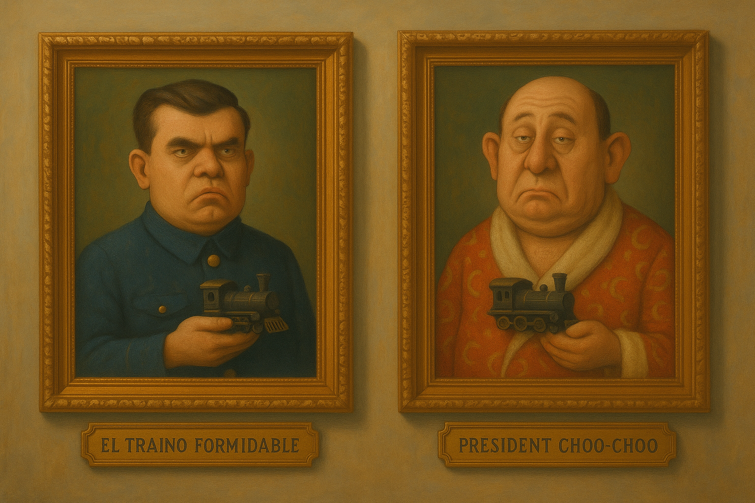 president of the planet, surreal portraits of President Choo-Choo and El Traino Formidable