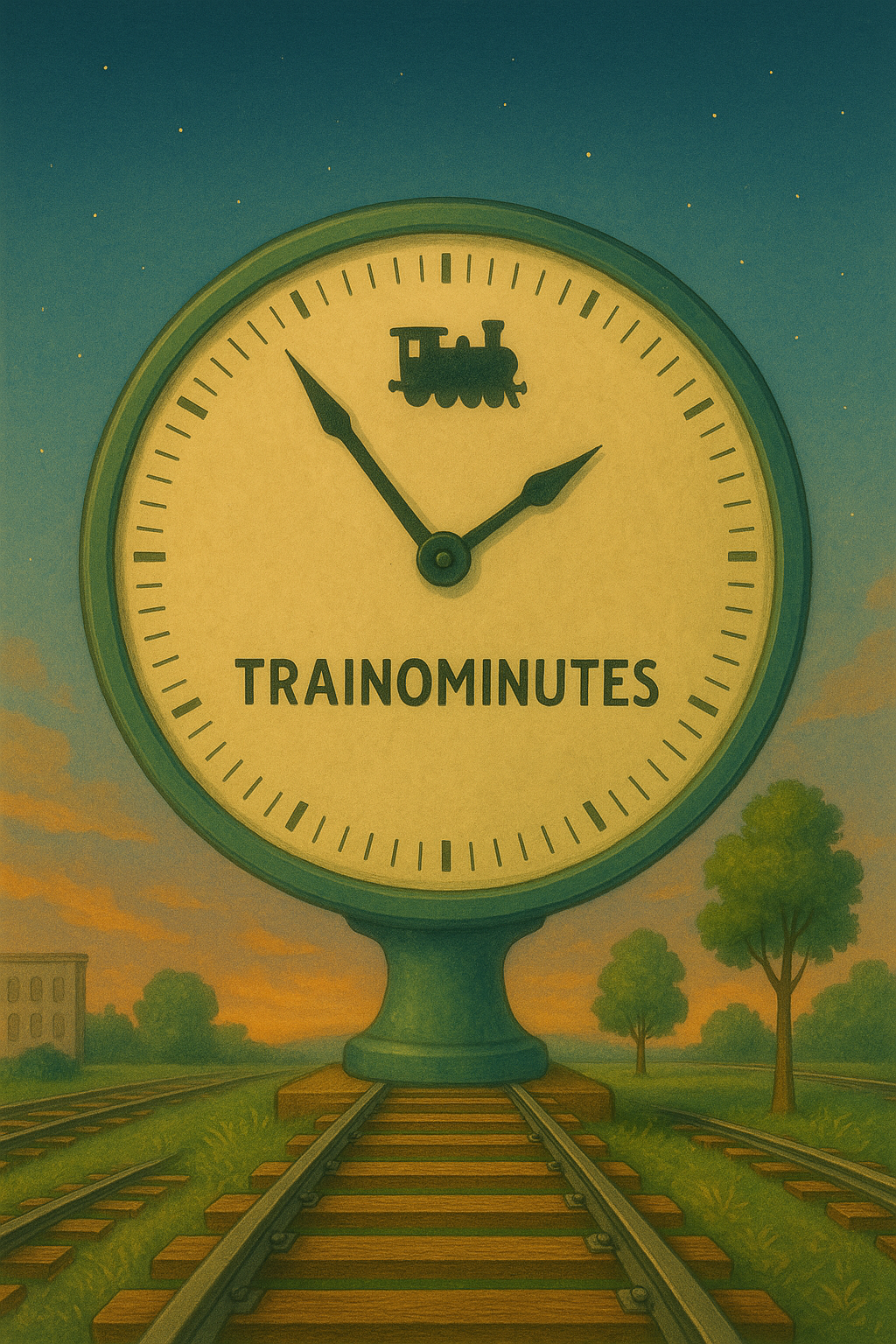 surreal clock showing trainominutes
